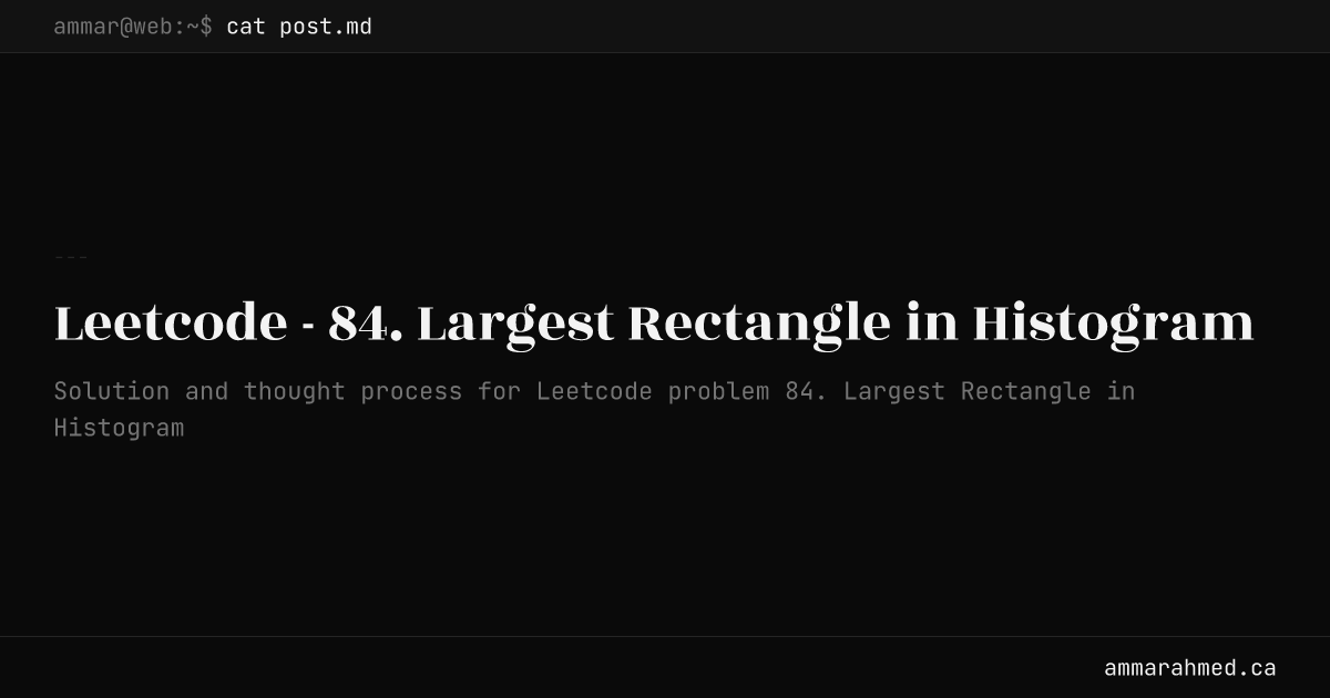 Leetcode - 84. Largest Rectangle in Histogram | Ammar Ahmed